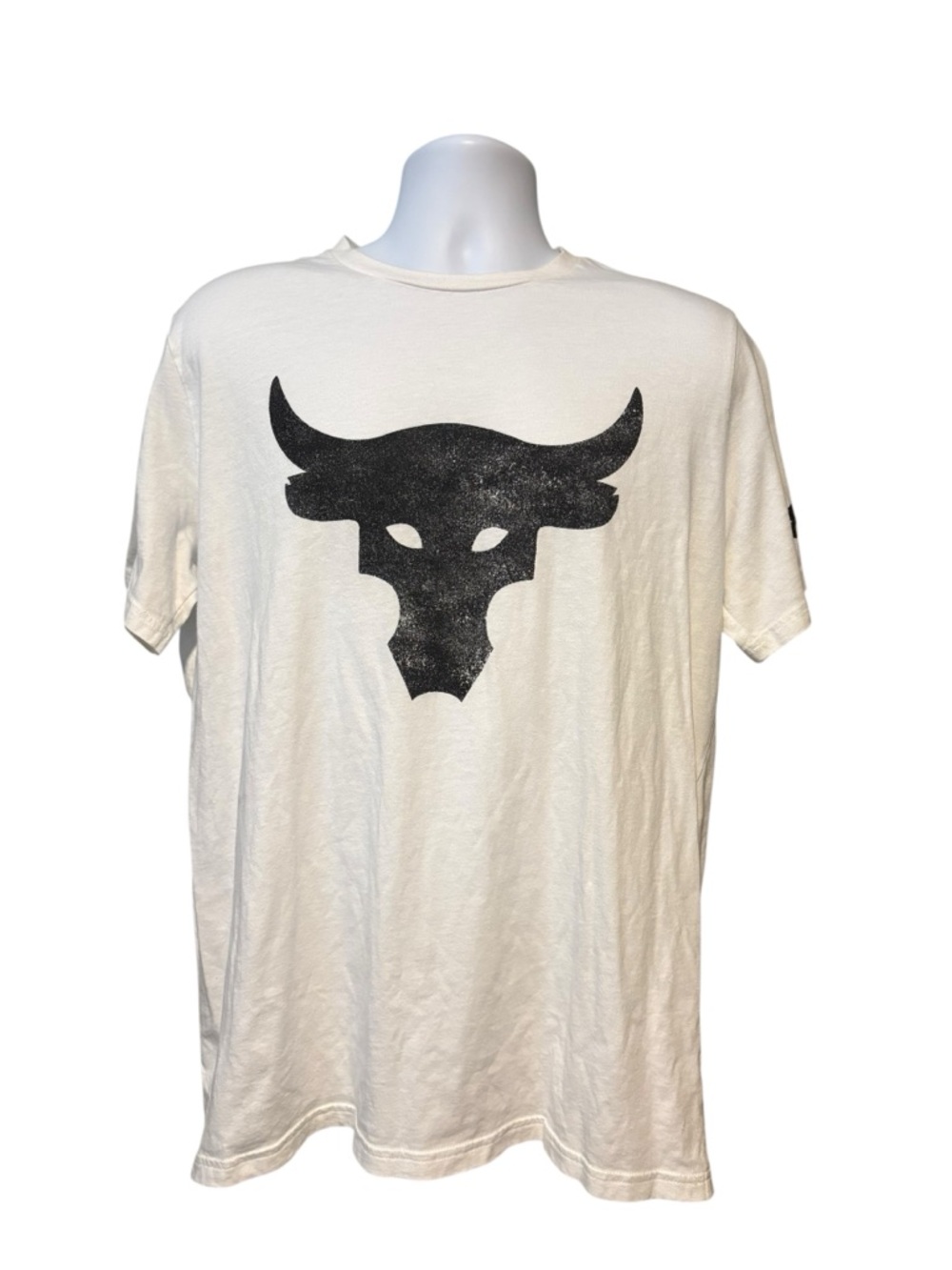 Under Armour HeatGear Project Rick White Short-Sleeve with Black Bull Logo XL